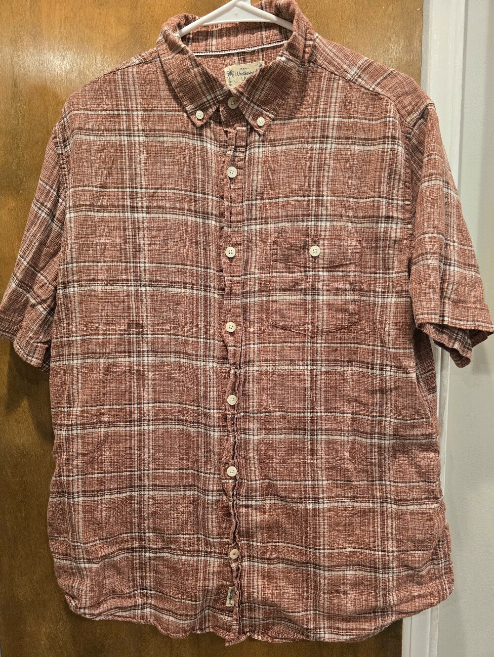 Mens L Button Down Shirt Washable Linen Cotton Breathable Lightweight Minimalist